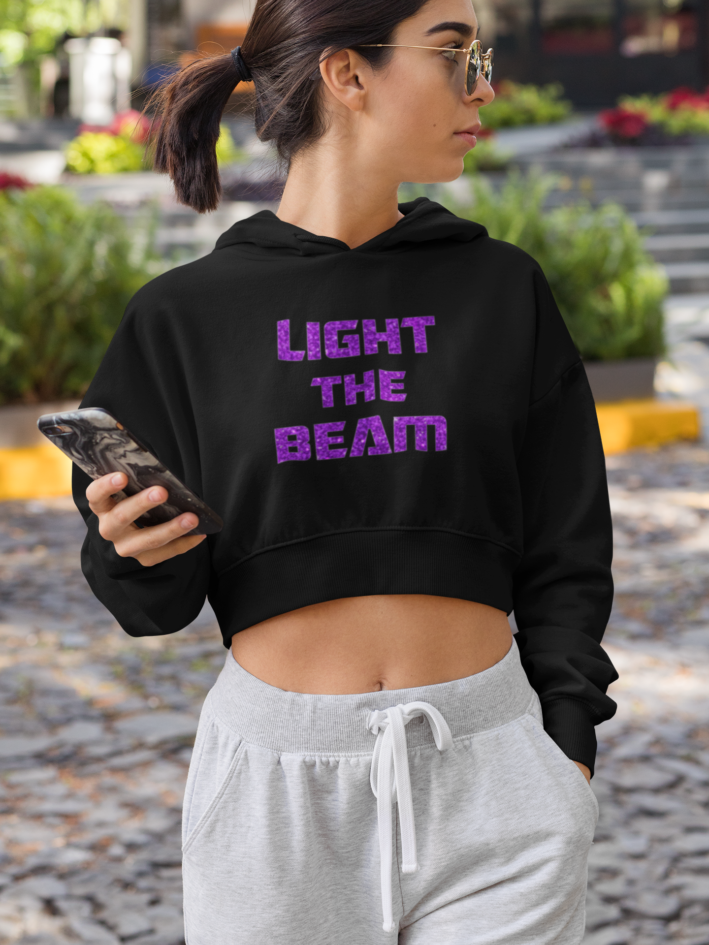 LIGHT THE BEAM CROPPED HOODIE